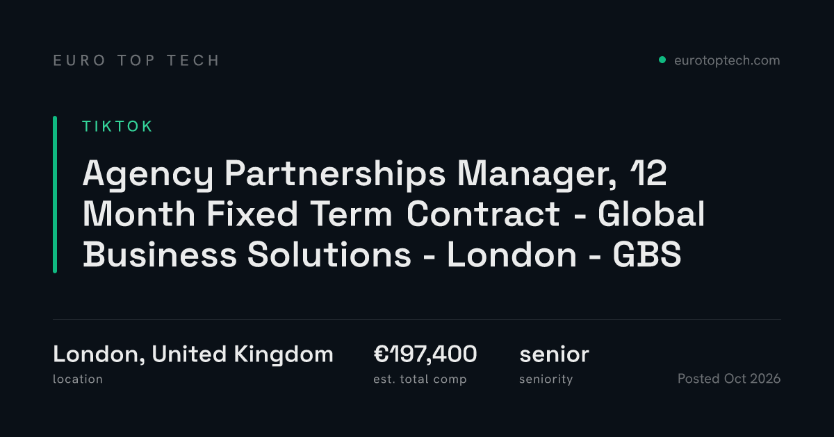 Agency Partnerships Manager, 12 Month Fixed Term Contract - Global ...