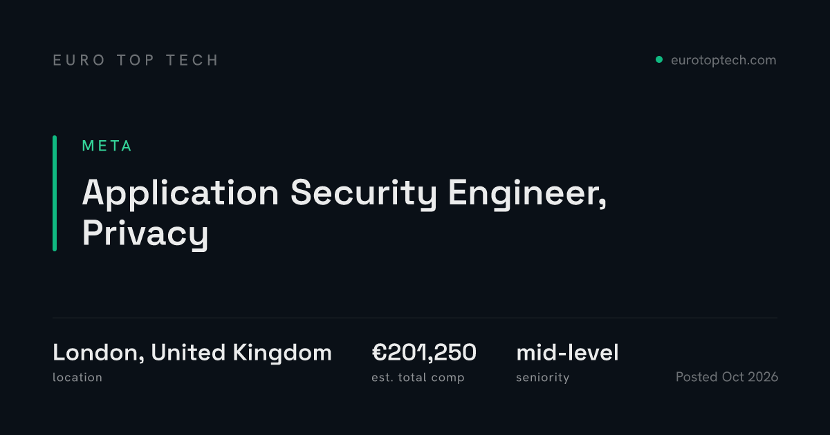Application Security Engineer, Privacy at Meta, London, United Kingdom ...