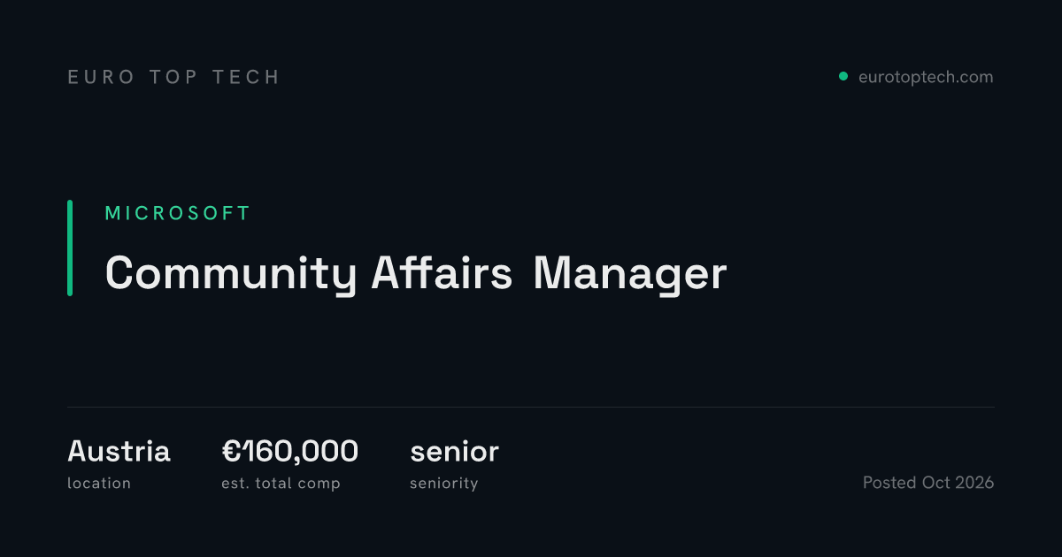 Community Affairs Manager at Microsoft, Austria | Euro Top Tech