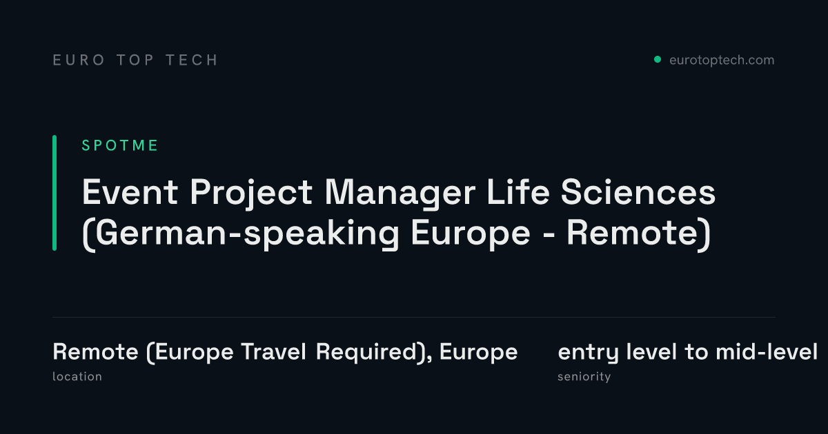 Event Project Manager Life Sciences (German-speaking Europe - Remote ...