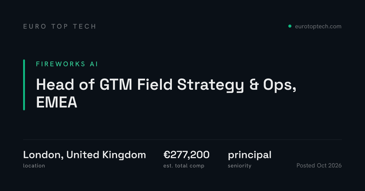 Head of GTM Field Strategy & Ops, EMEA at Fireworks AI, London, United ...