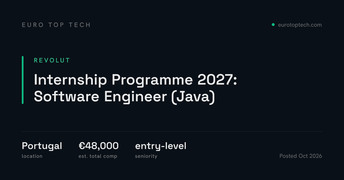 Internship Programme 2027: Software Engineer (Java) at Revolut ...