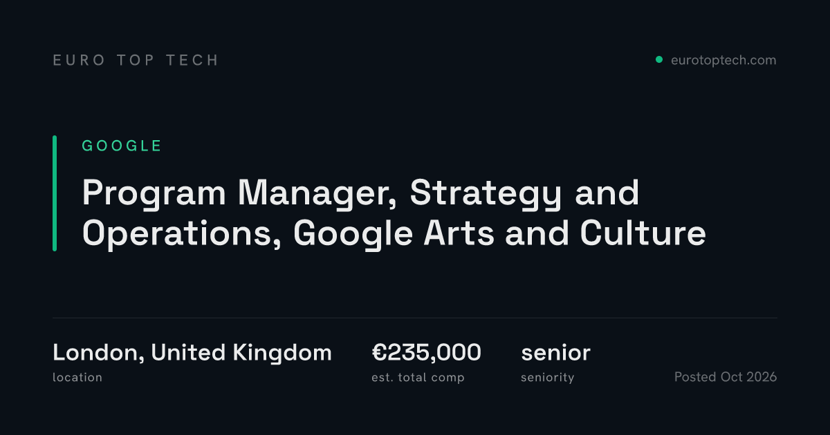 Program Manager, Strategy and Operations, Google Arts and Culture at ...