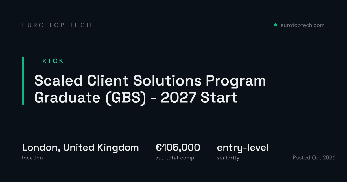 Scaled Client Solutions Program Graduate (GBS) - 2027 Start at TikTok ...