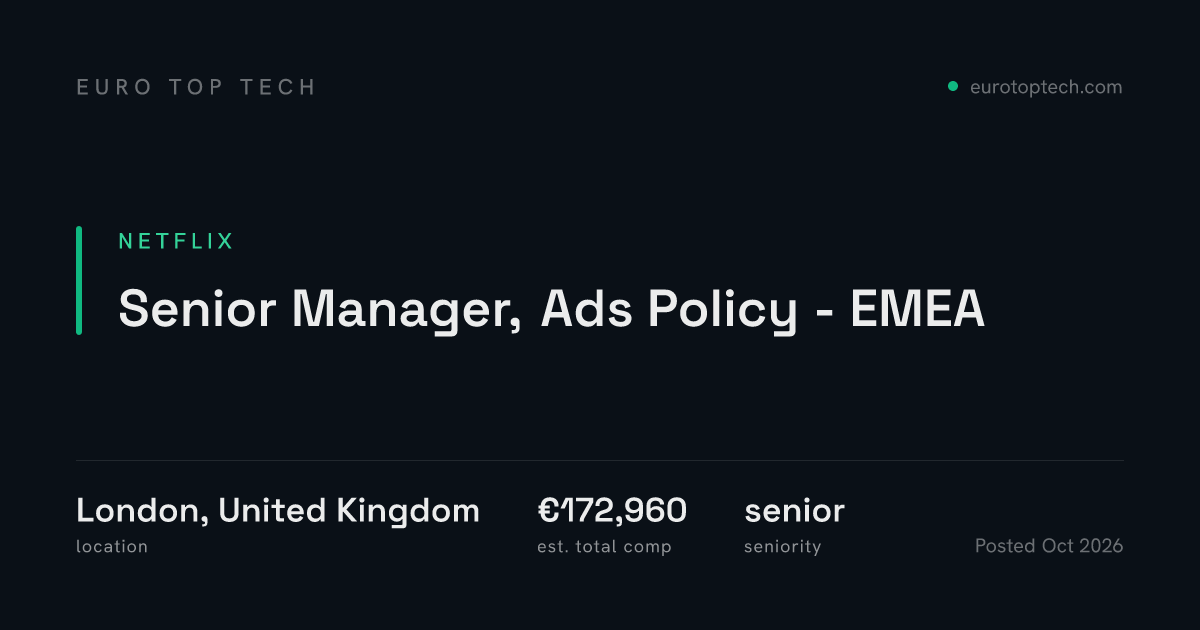 Senior Manager, Ads Policy - EMEA at Netflix, London, United Kingdom ...