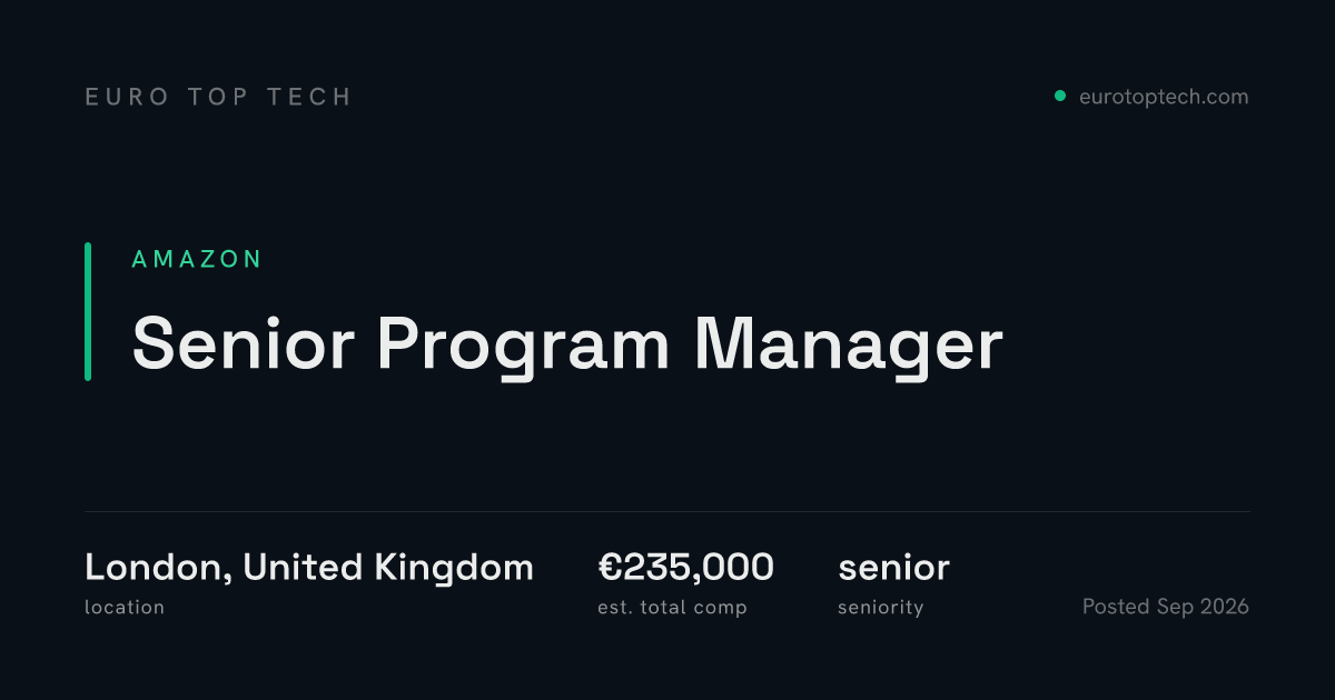 Senior Program Manager at Amazon, London, United Kingdom | Euro Top Tech