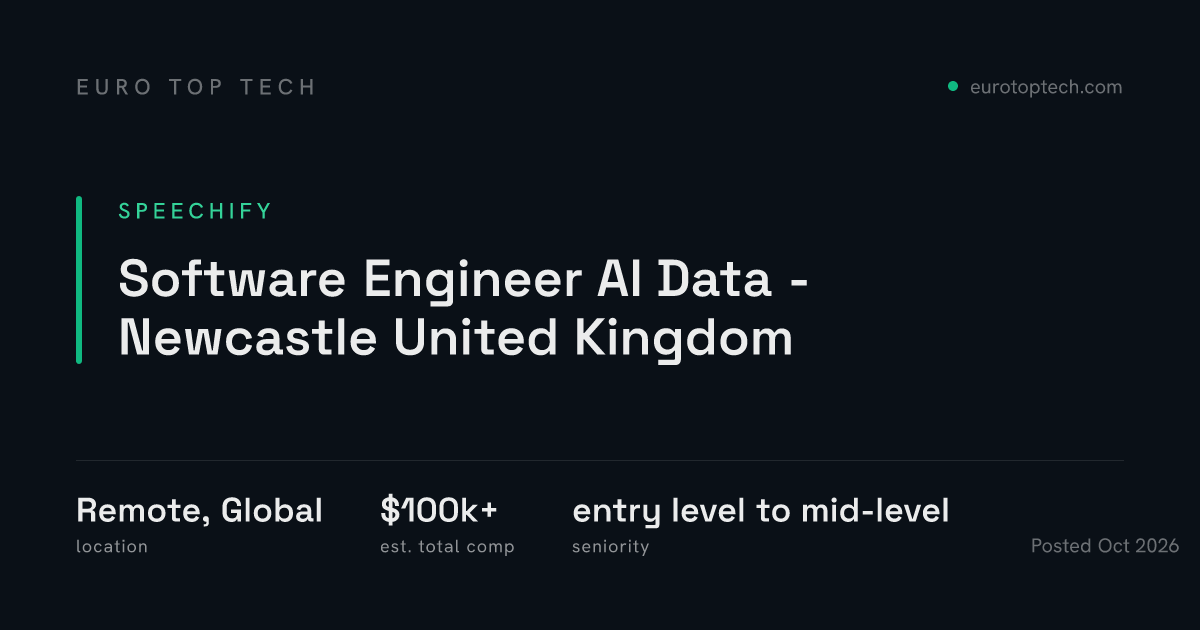Software Engineer AI Data - Newcastle United Kingdom at Speechify ...