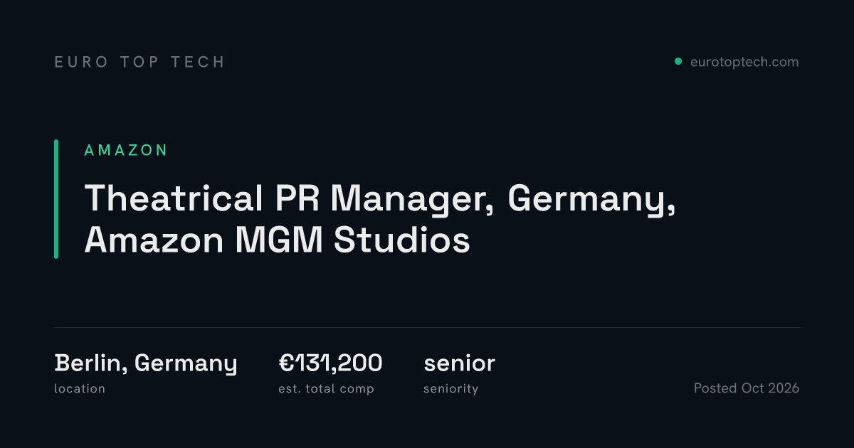 Theatrical PR Manager, Germany, Amazon MGM Studios at Amazon, Berlin ...
